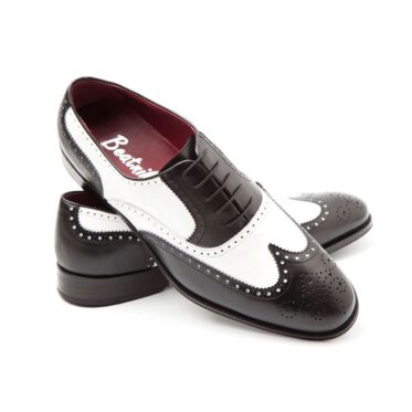 Zapato de cordones en piel bicolor para hombre Oxford black & White por Beatnik Shoes