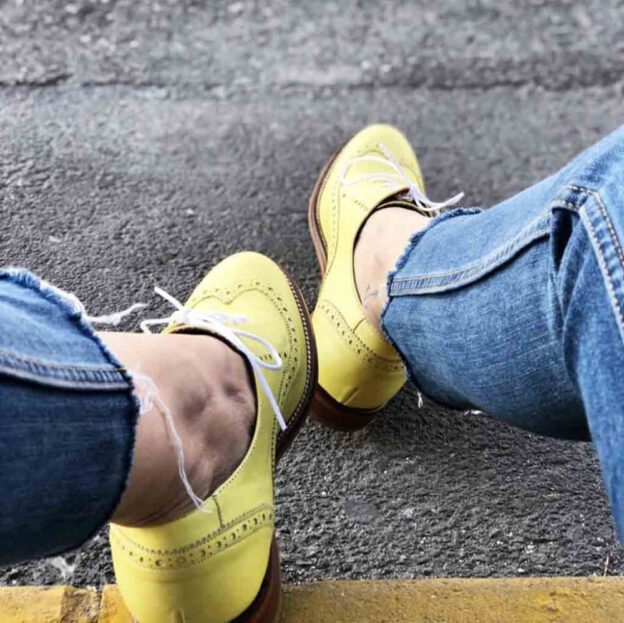 Lemon Yellow Oxford Style Shoes for women Ethel handmade in Spain by Beatnik Shoes