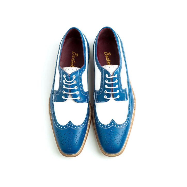 Two Tone Blucher for man Lucien White and blue | www.beatnikshoes.com
