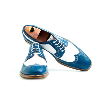 zapato bicolor estilo oxford en azul y blanco hombre Beatnik Shoes