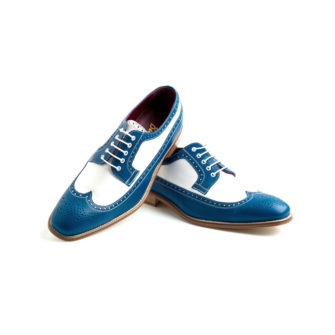 Two Tone Blucher for man Lucien White and blue | www.beatnikshoes.com