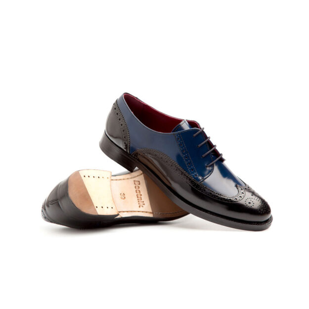 Zapato Brogue de cordones bicolor de mujer azul y negro Beatnik Ethel Black & Blue por Beatnik Shoes