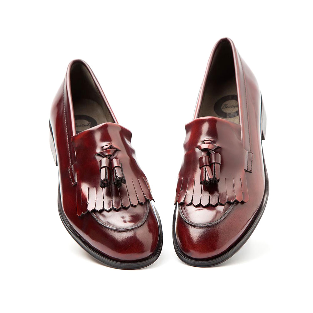 Burgundy Leather Tassel loafers for 