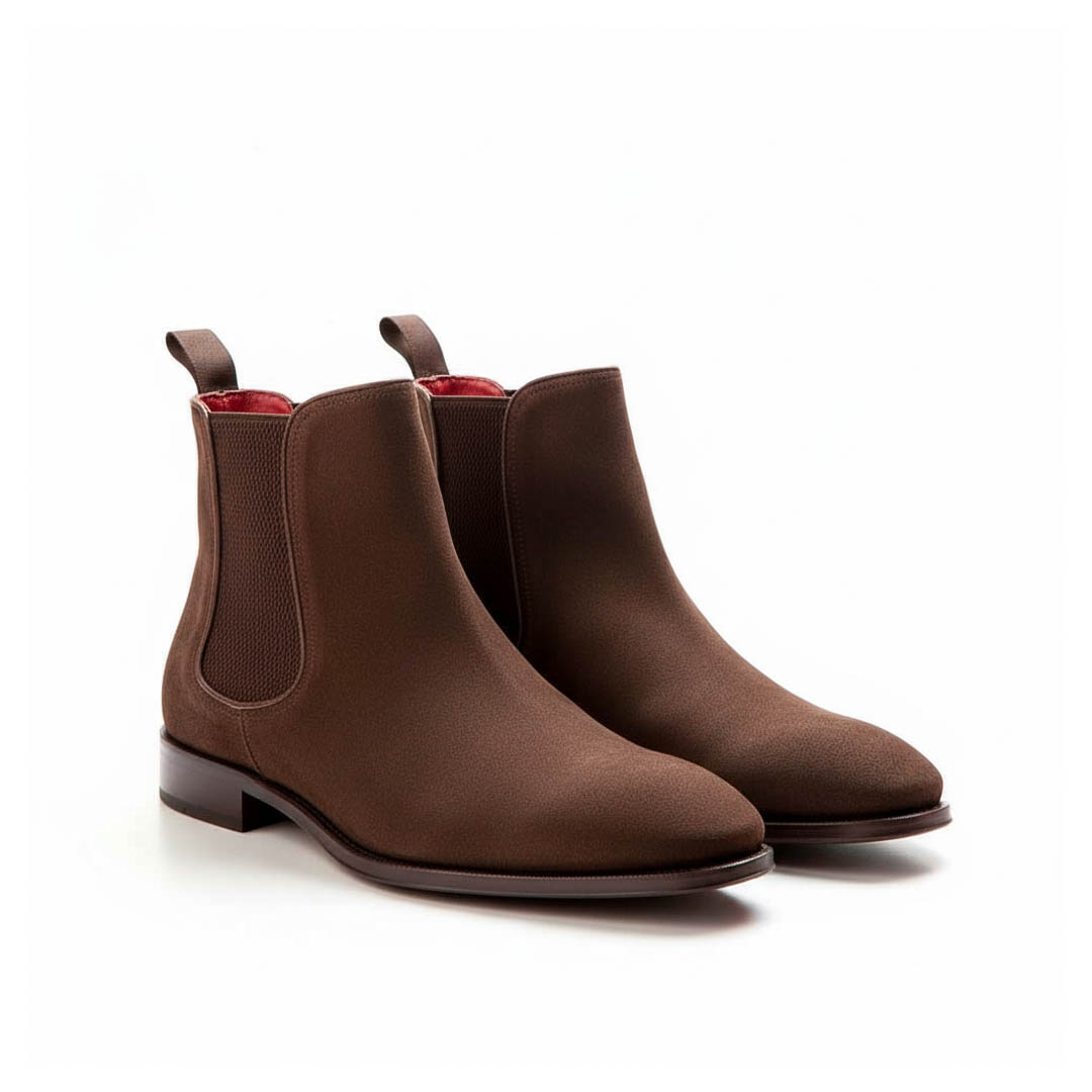Dark Brown Suede Chelsea boots Cassady Brit by beatnik shoes, handmade in Spain
