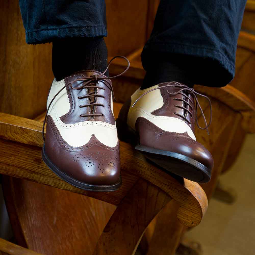 Two Tone Oxford Shoes For Men in Soft Leather Holmes Brown & Beige |  