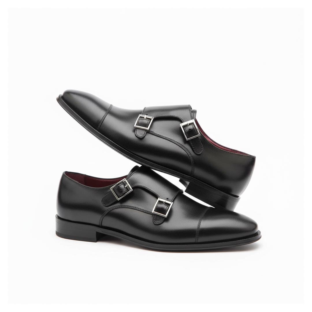 Beatnik Lamantia Black Herrenschuh mit schwarzer Schnalle, perfekt fürs Büro oder für Veranstaltungen