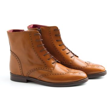 Classic Brown Brogue laces Oxford Boots for women Handmade by Beatnik Shoes