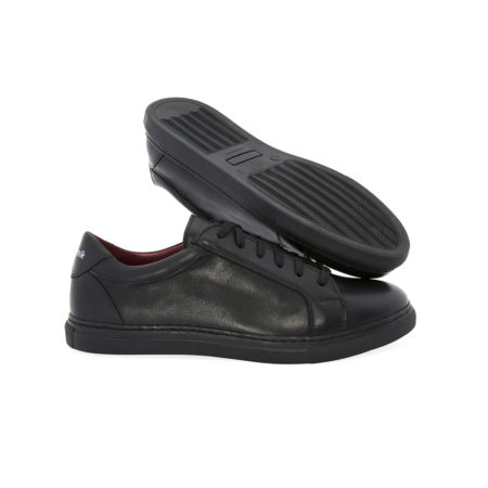 Black leather sneakers for men and women Harper Black handmade in Spain by Beatnik Shoes