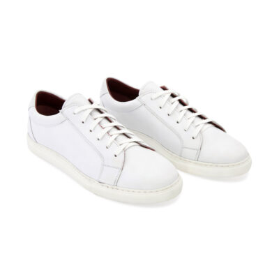 Formal style white leather sneakers for men and women Harper White handmade in Spain by Beatnik Shoes