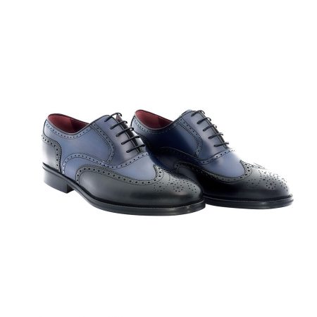 Chaussures Oxford bicolores noires et bleues pour hommes Beatnik Holmes. Fabriqué à la main en Espagne en cuir