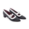 Zapato bicolor blanco y negro de tacón medio hecho a mano en España Sylvie Black & White
