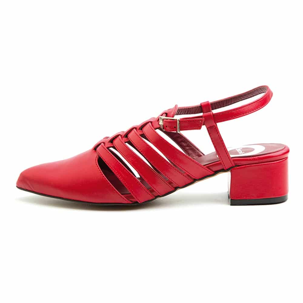 Sandalias cangrejeras rojas de piel para mujer Beatnik Françoise Rouge