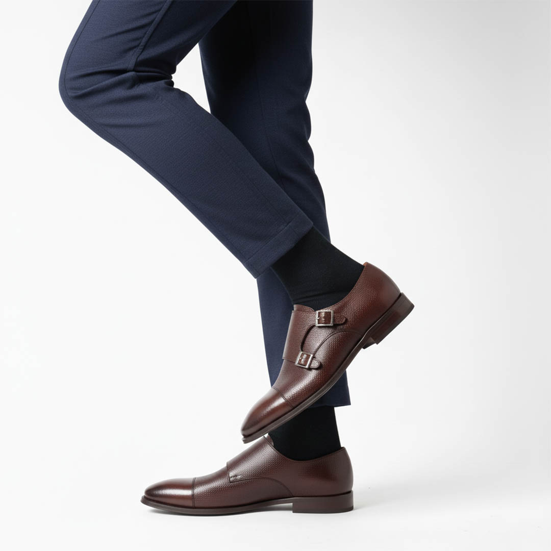 Beatnik Lamantia Brown Monkstrap Shoes