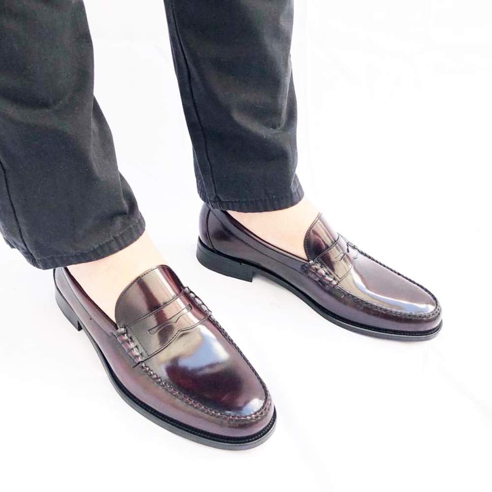 Underskrift benzin Kviksølv Burgundy penny loafers for men. Beatnik Allen Red Handmade in Spain