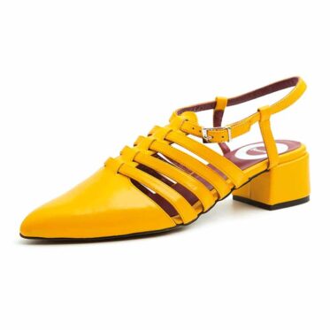 Sandalias cangrejeras para mujer en piel color Mostaza Beatnik Françoise