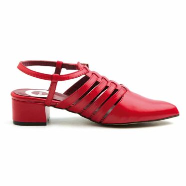 Sandalias cangrejeras rojas de piel para mujer Beatnik Françoise Rouge