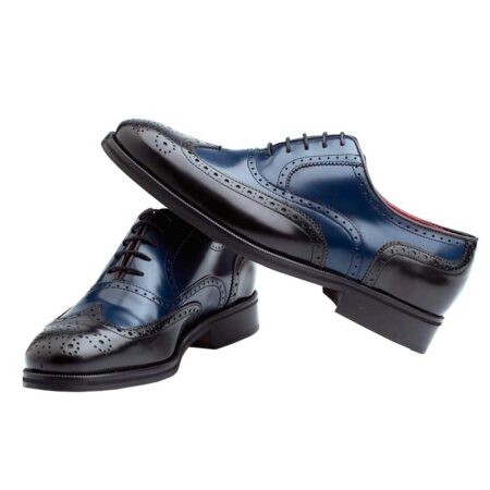 Chaussures Oxford bicolores noires et bleues pour hommes Beatnik Holmes. Fabriqué à la main en Espagne en cuir