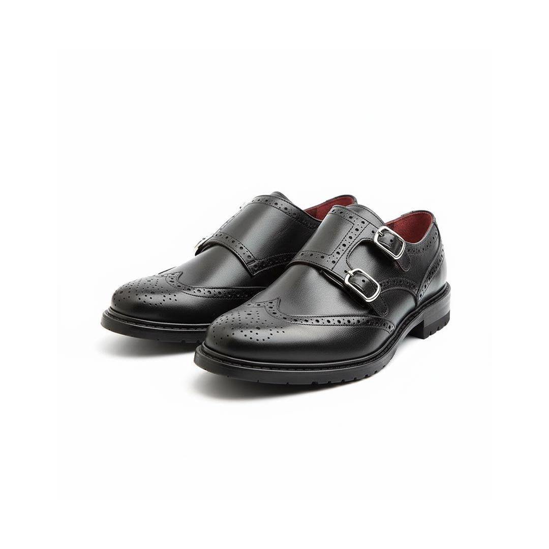 Zapatos Monkstrap negros de Mujer Beatnik June Black Brogue