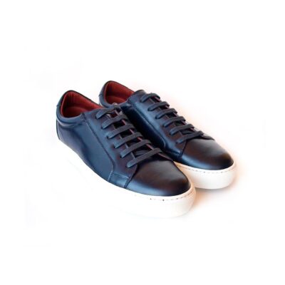 Blue and white leather sneakers for men and women Harper Blue White handmade in Spain by Beatnik Shoes
