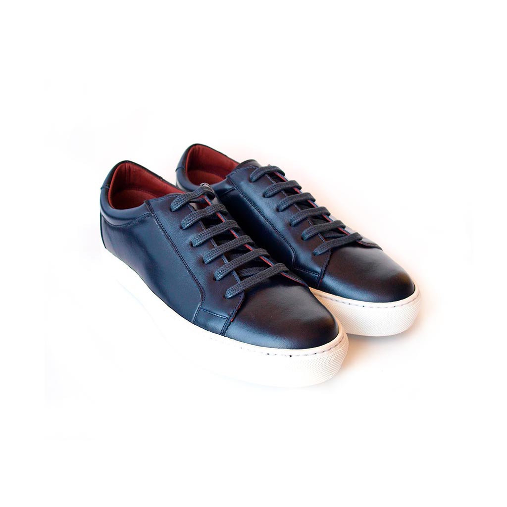 Blue leather dress shoes for men and Beatnik