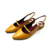 Women's ultra comfortable low heeled mustard pumps handmade in Spain from the best leather