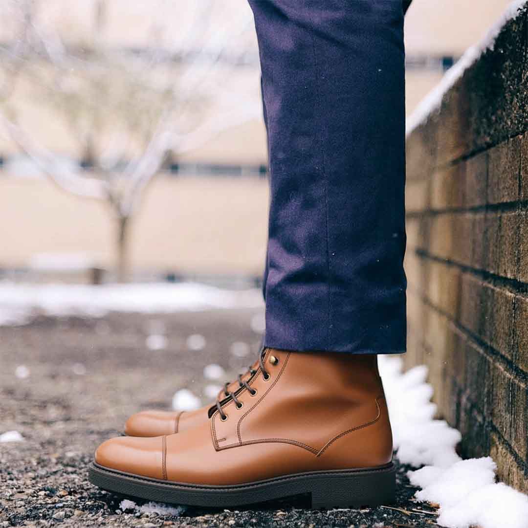 Botas de cordones para hombre en piel marrón Beatnik Truman