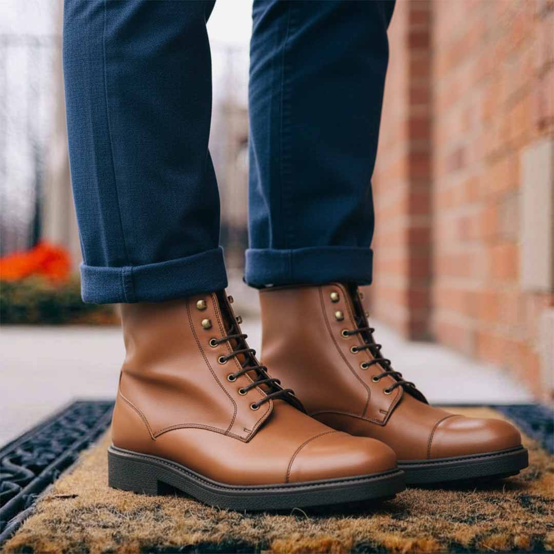 Botas de cordones para hombre en piel marrón Beatnik Truman