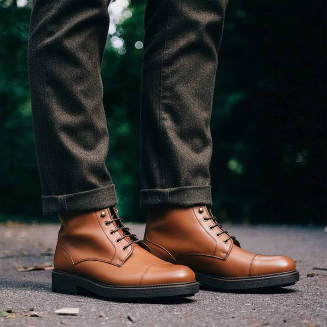 Botas de cordones para hombre en piel marrón Beatnik Truman
