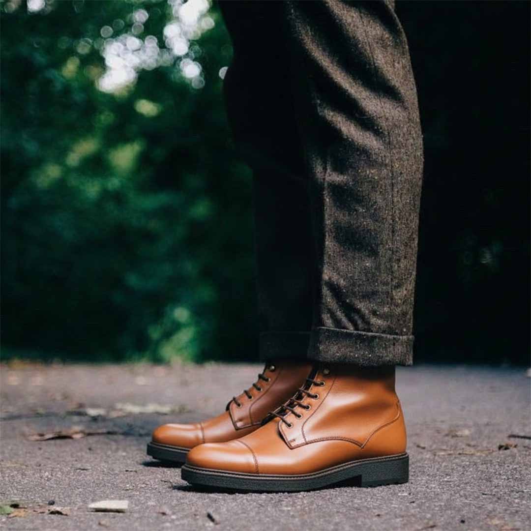 Botas de cordones para hombre en piel marrón Beatnik Truman