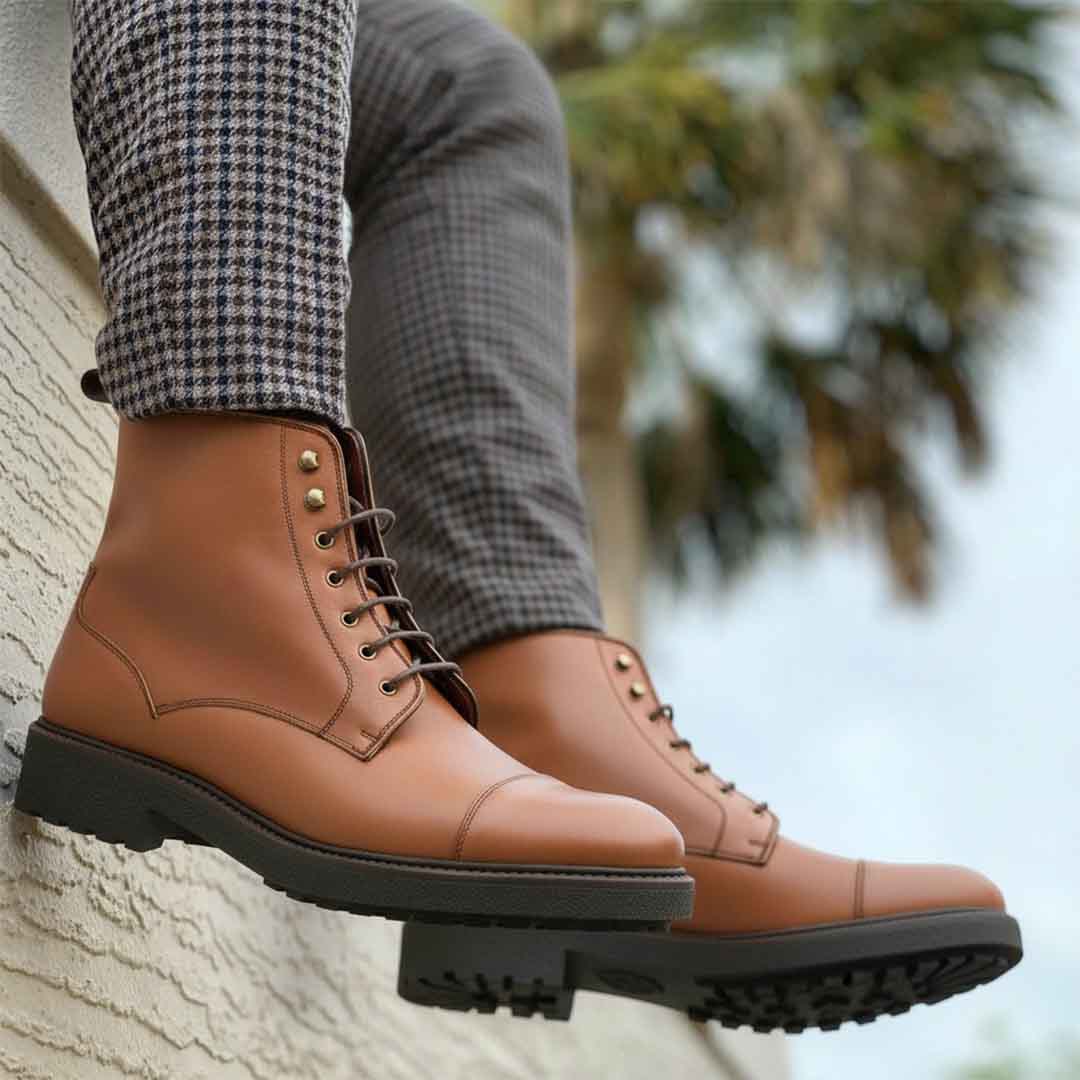 Botas de cordones para hombre en piel marrón Beatnik Truman