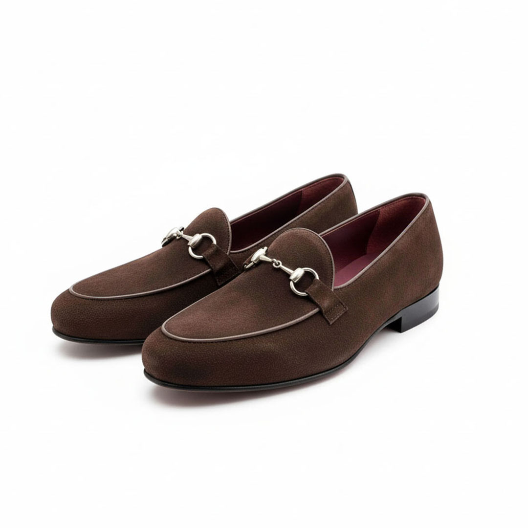 Men's brown suede stirrup loafers Beatnik Welch
