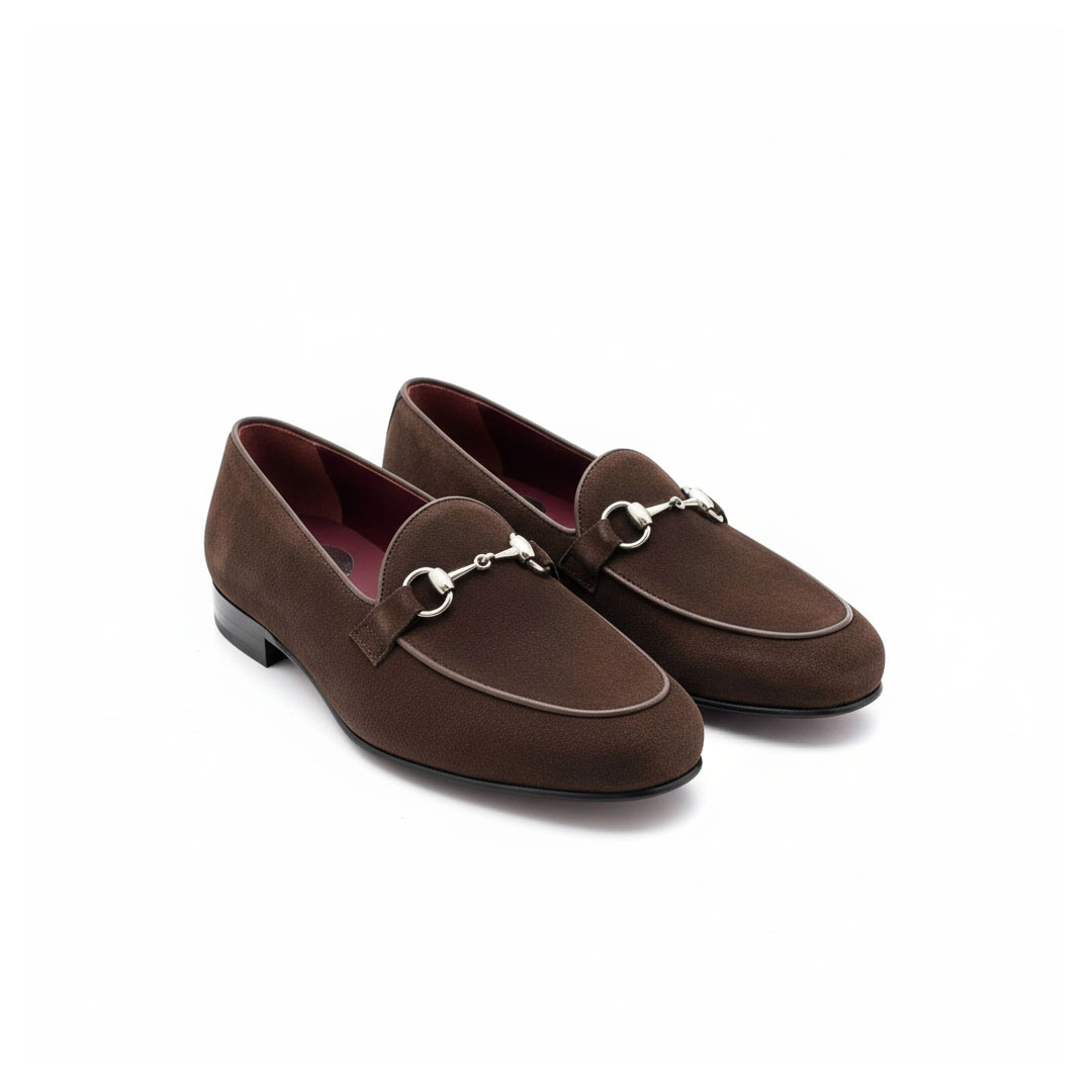 Mocassini con staffa in pelle scamosciata marrone da uomo Beatnik Welch