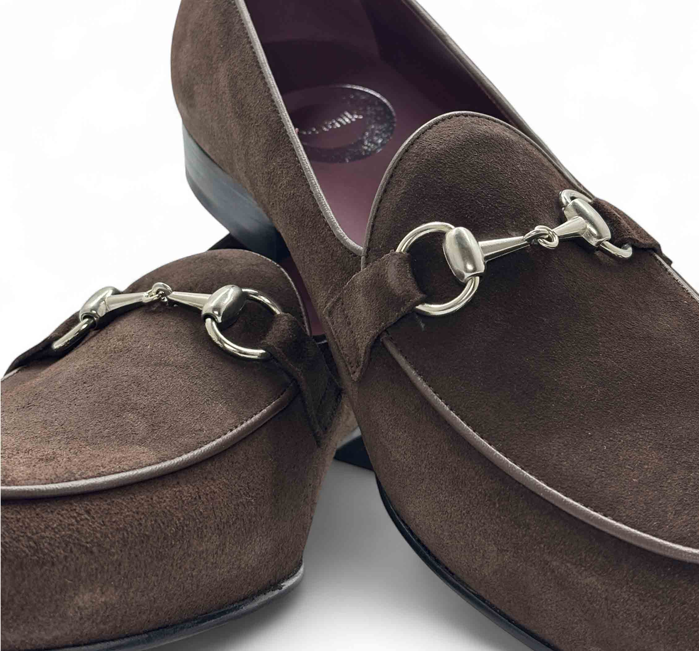 Mocassini con staffa in pelle scamosciata marrone da uomo Beatnik Welch