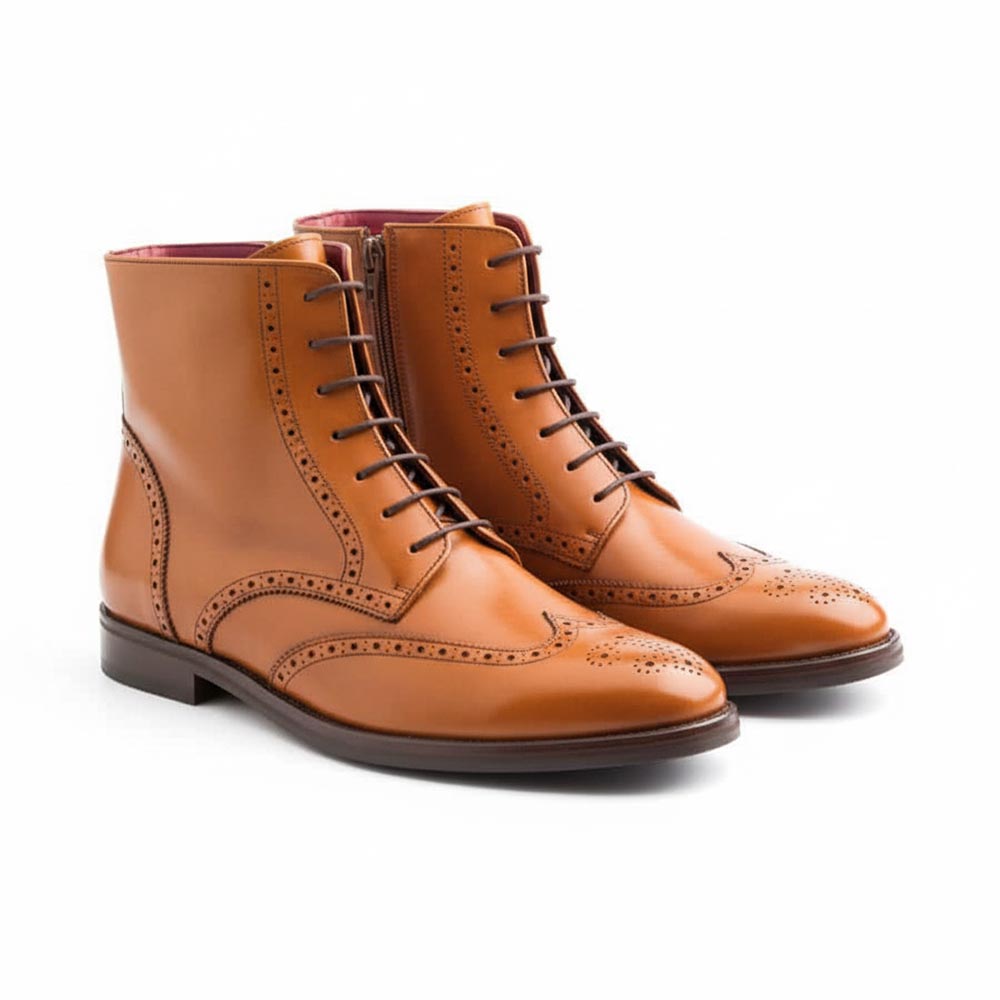 Botín marrón de mujer con cordones y cremallera Barbara