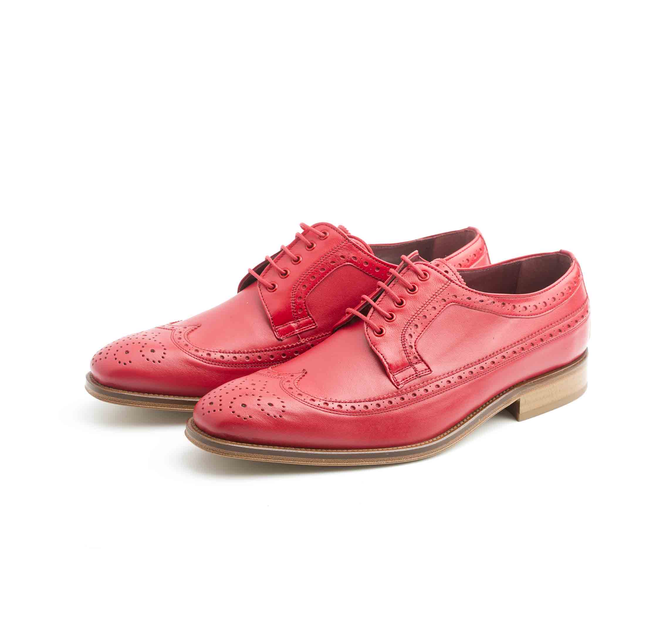 Zapato Oxford para hombre en piel crema Beatnik Lucien Cherry Red