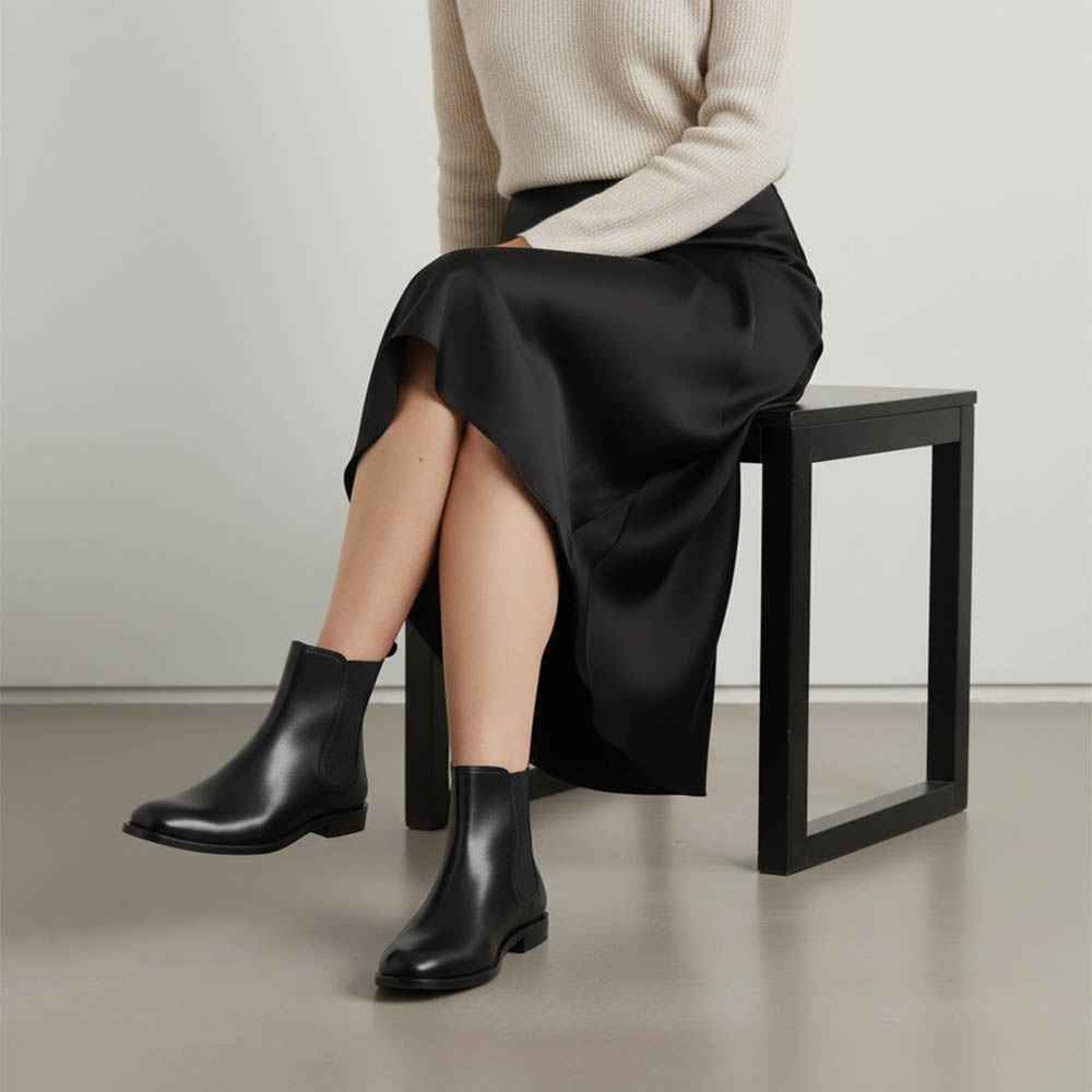 Botas Chelsea de mujer en piel negra Carla