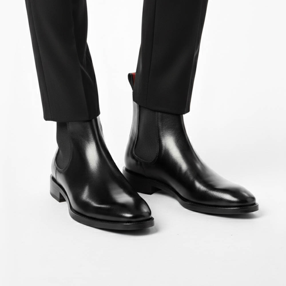 Botas Chelsea negras para hombre Cassady Black hecha a mano en España por Beatnik Shoes