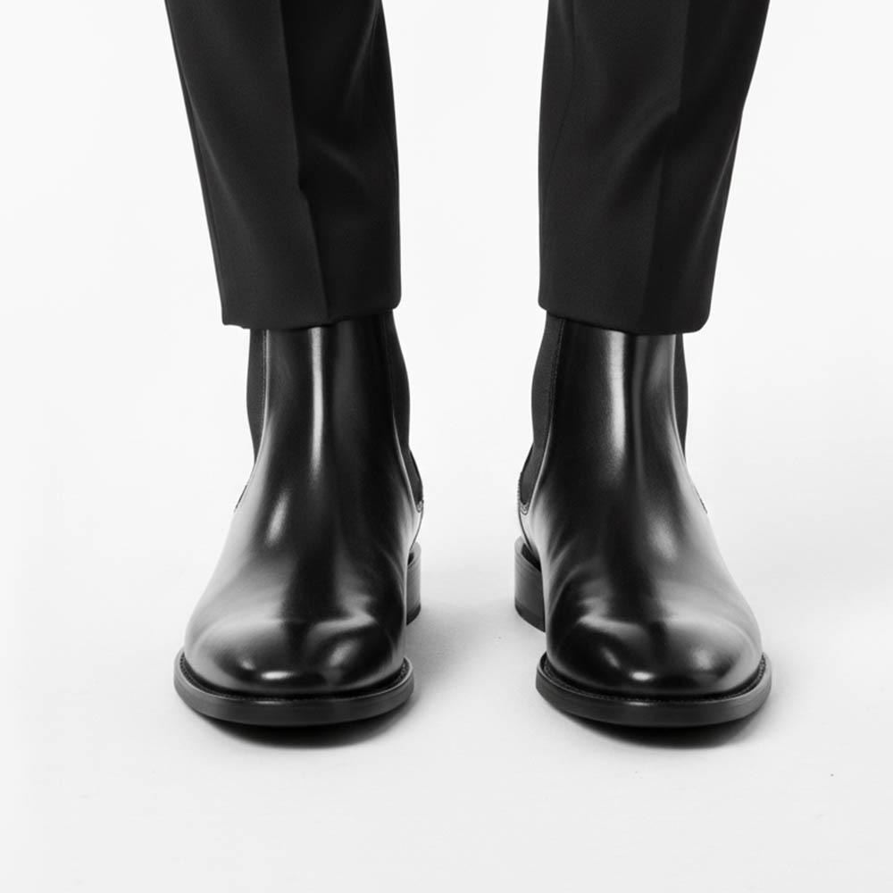 Botas Chelsea negras para hombre Cassady Black hecha a mano en España por Beatnik Shoes