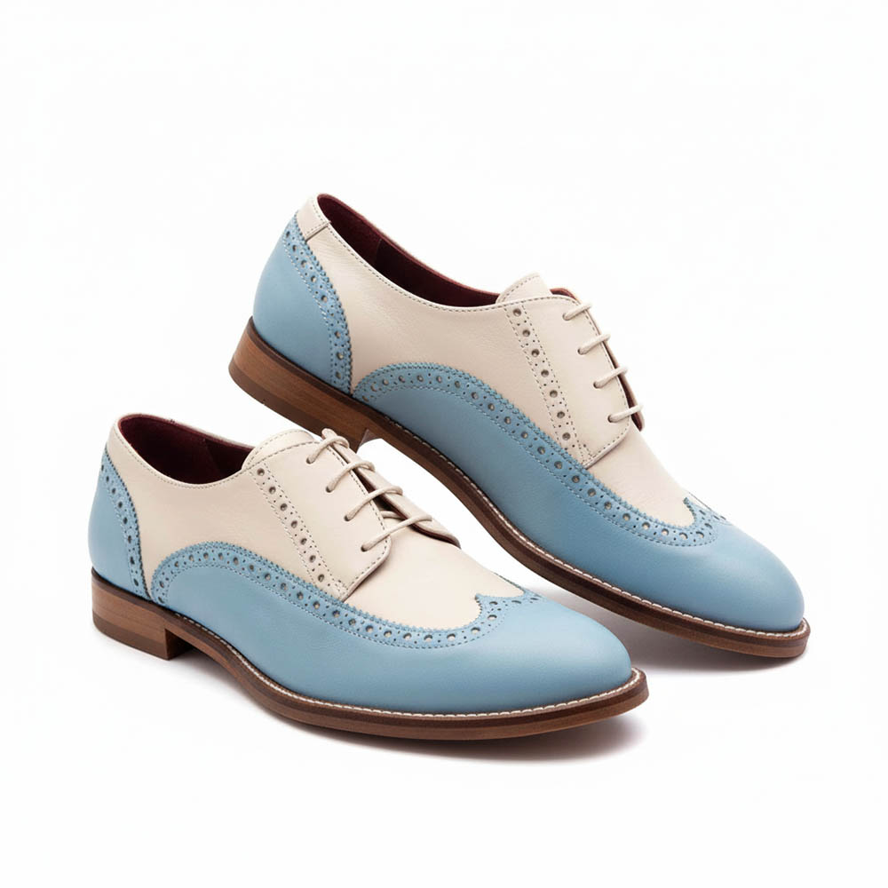 Zapato blucher bicolor de mujer con cordones Ethel por Beatnik Shoes