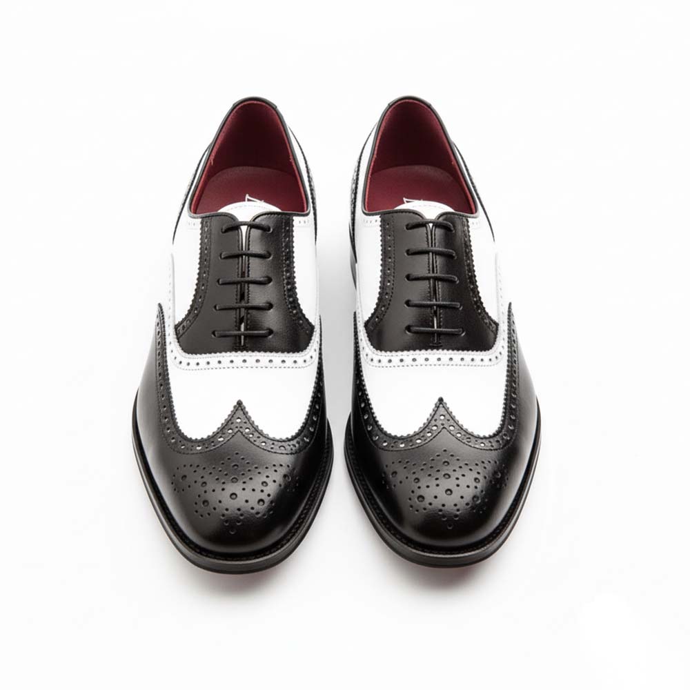 Scarpe Oxford Uomo In Pelle: Brogue Bicolore Con Punte A Ala, Eleganti E Formali Per Banchetti, Nero, 41.5 EU