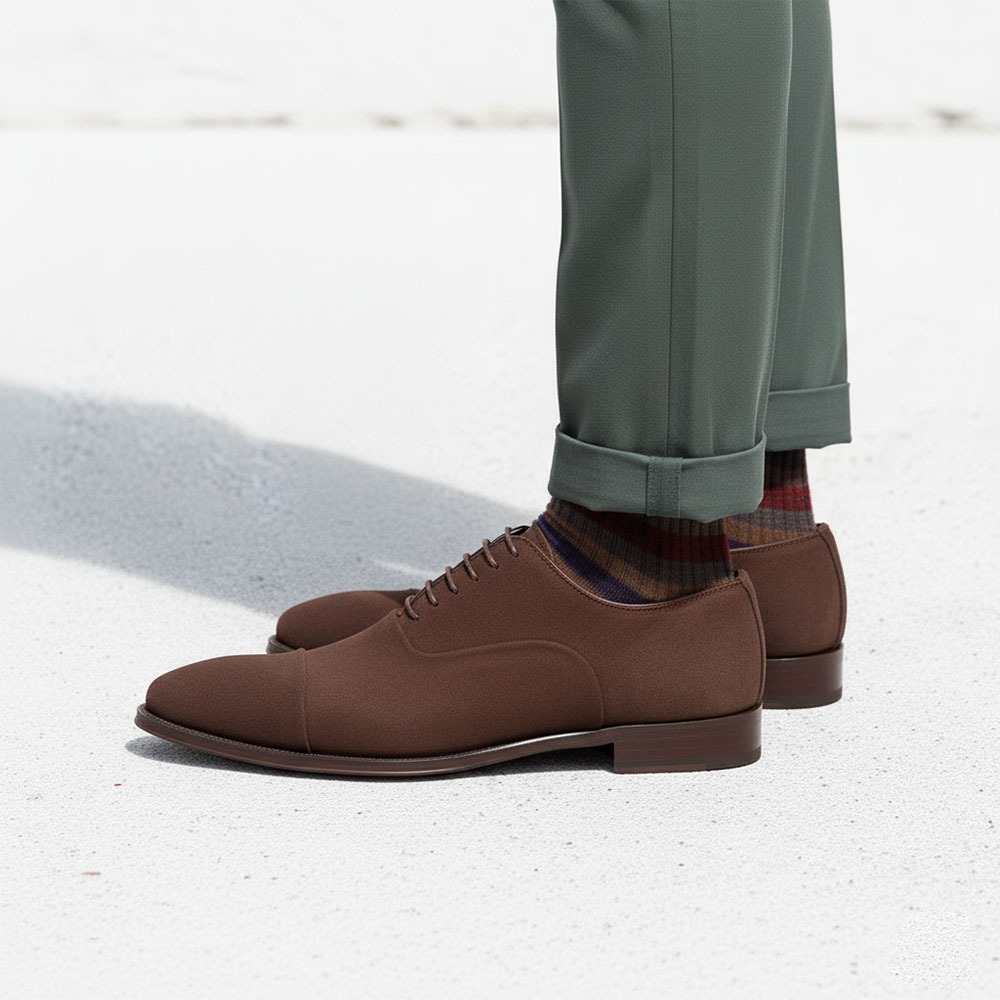 Brown Suede business casual Oxford shoes style for men Beatnik Corso handmade in Spain by Beatnik Shoes