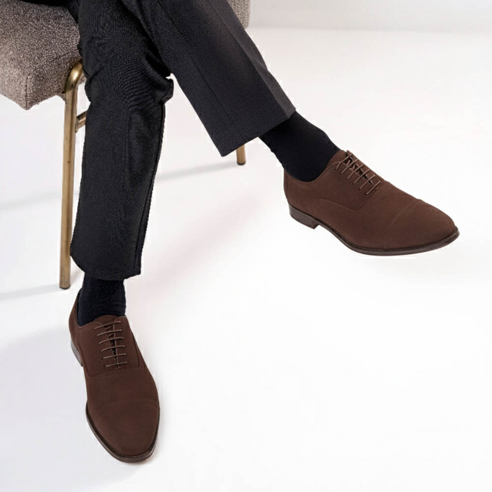 Brown Suede business casual Oxford shoes style for men Beatnik Corso handmade in Spain by Beatnik Shoes