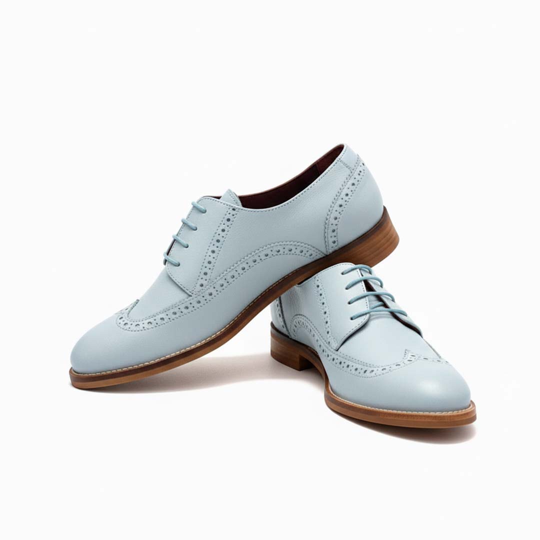 Blucher de mujer en piel color azul Beatnik Ethel Blue Volare