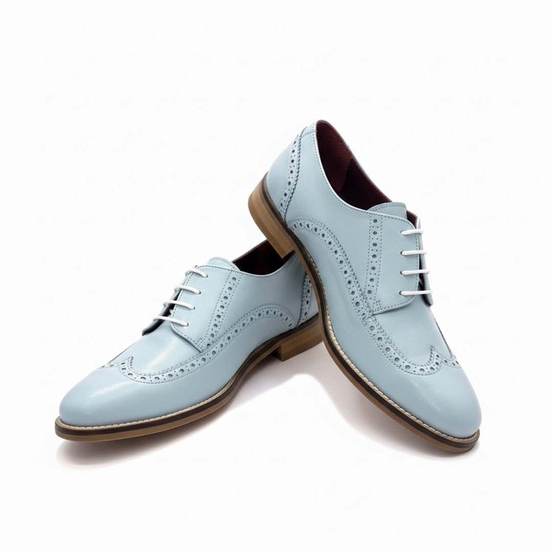 Blucher de mujer en piel color azul Beatnik Ethel Blue Volare