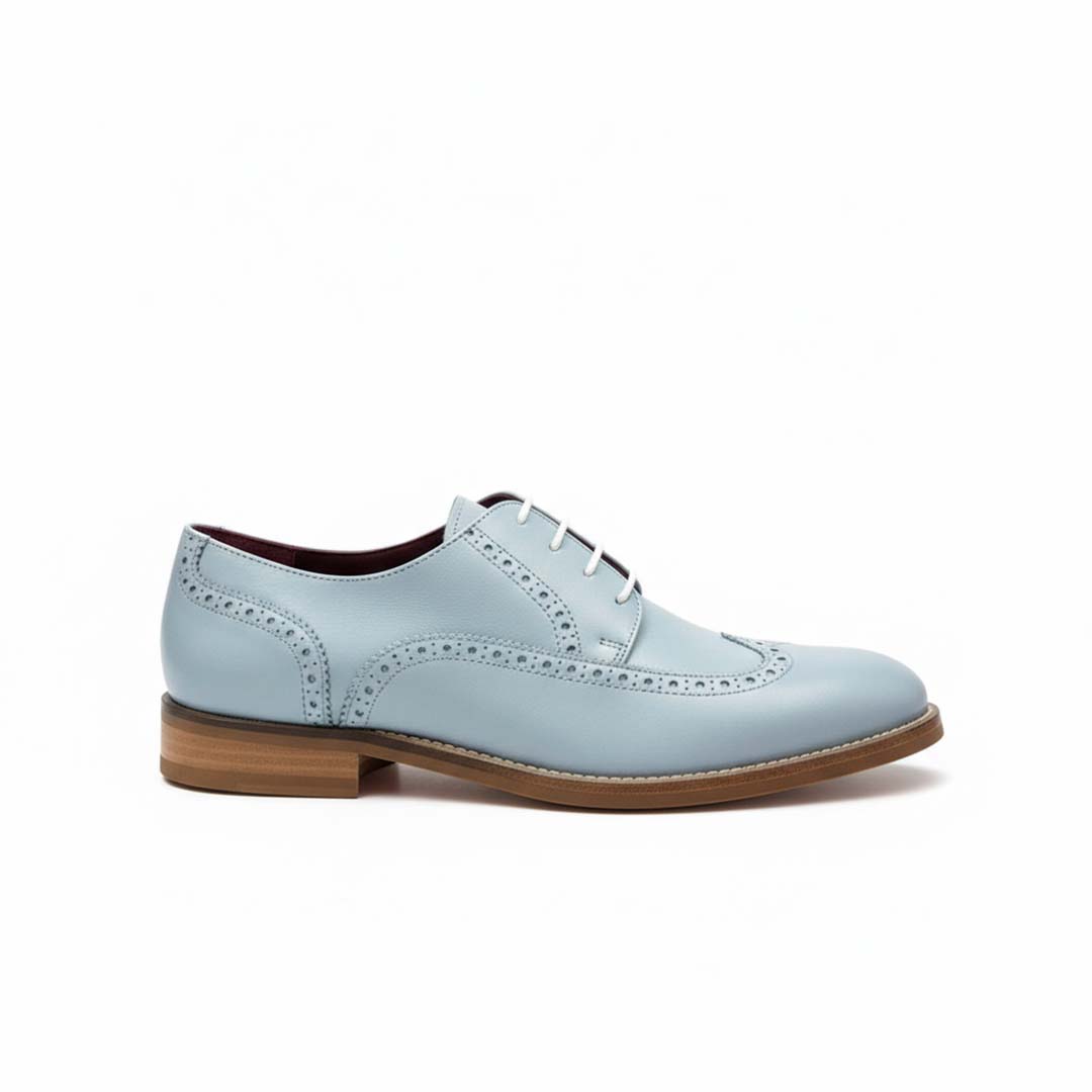 Blucher de mujer en piel color azul Beatnik Ethel Blue Volare