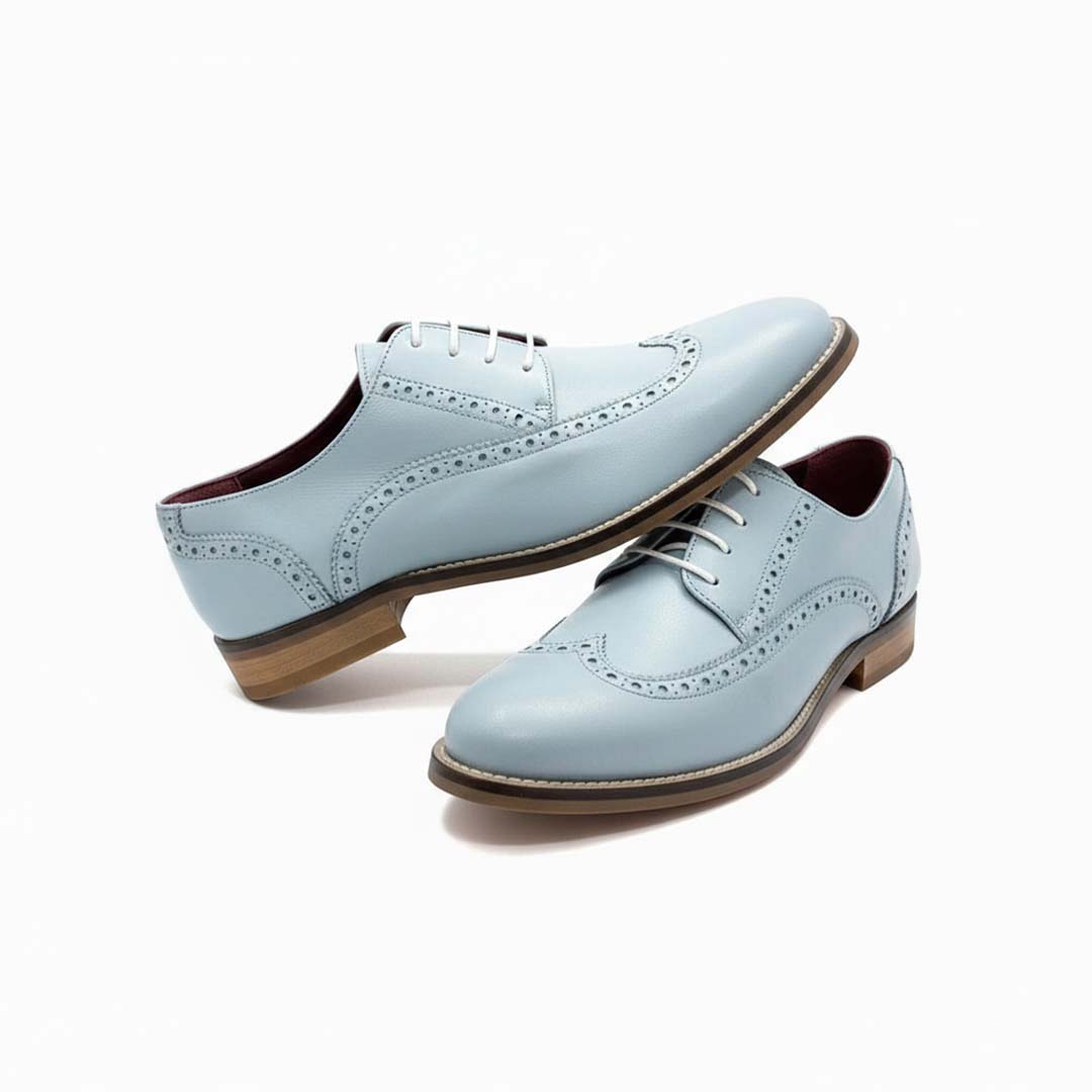 Blucher de mujer en piel color azul Beatnik Ethel Blue Volare