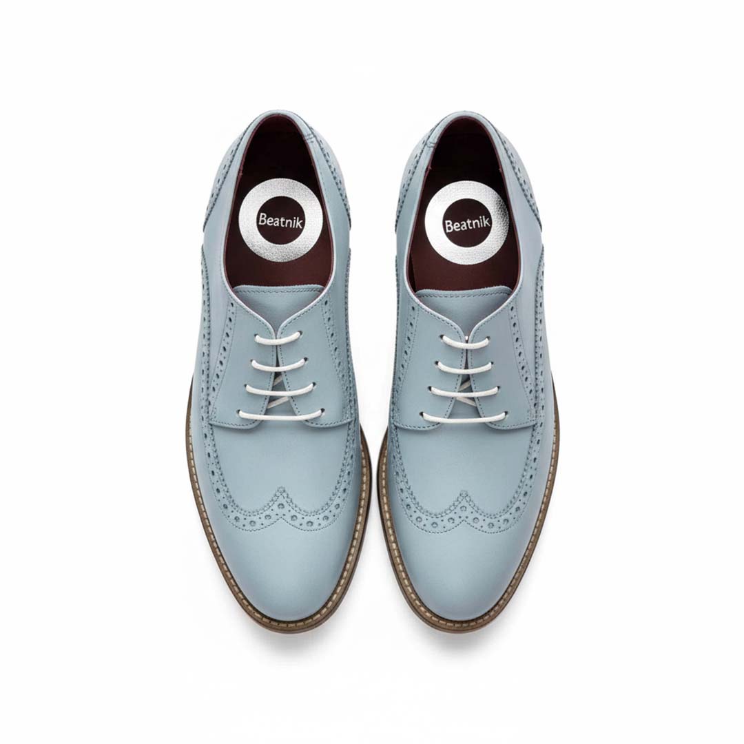 Blucher de mujer en piel color azul Beatnik Ethel Blue Volare