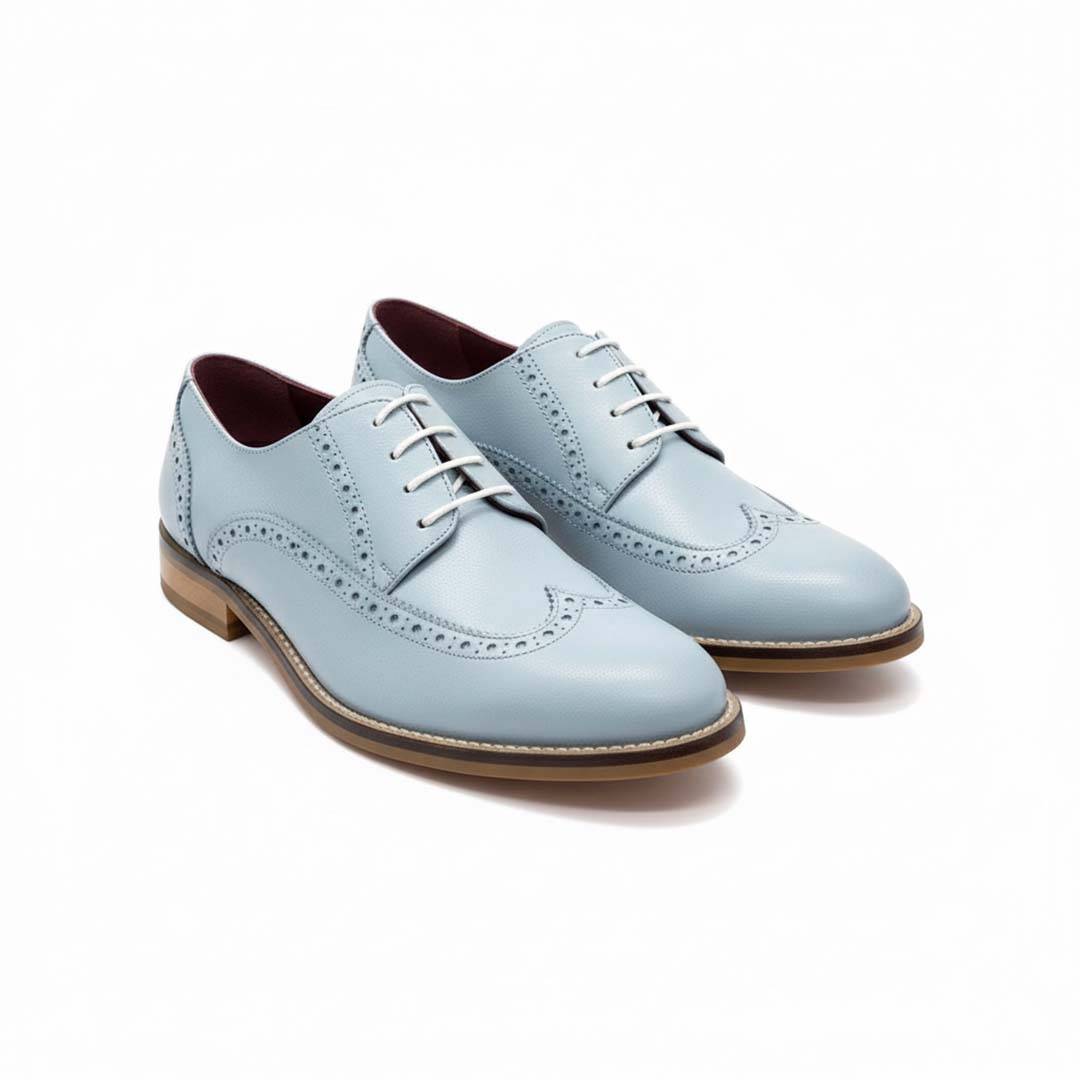 Blucher de mujer en piel color azul Beatnik Ethel Blue Volare