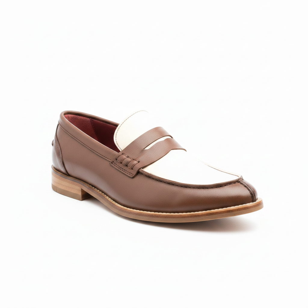 Women's Beige and Brown Bicolor Loafers Beatnik Bessie