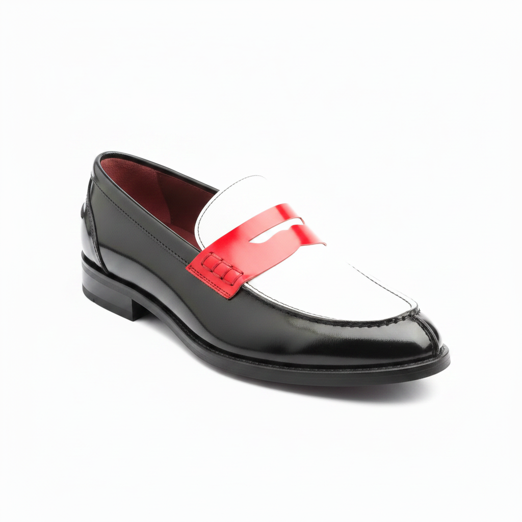 Women's Bessie 3 Tone tricolor leather moccasins